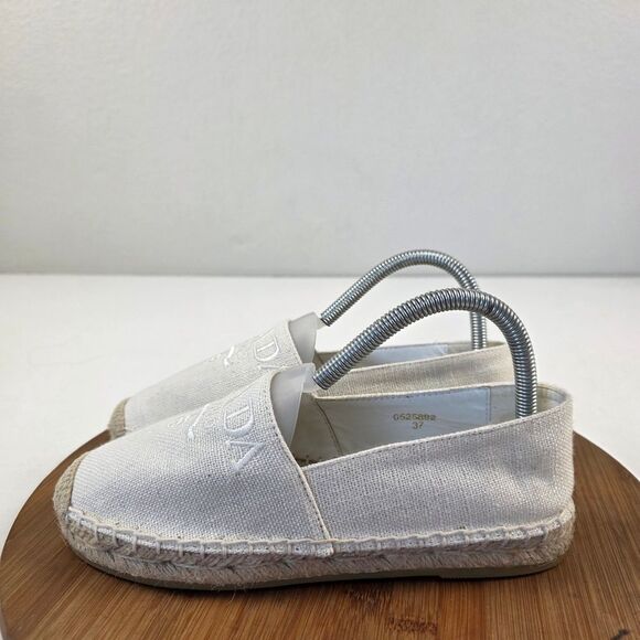 Prada Milano Embossed Logo Espadrilles Slip-On Flats Women’s Size EU 37 US 6.5-7 - Picture 4 of 15